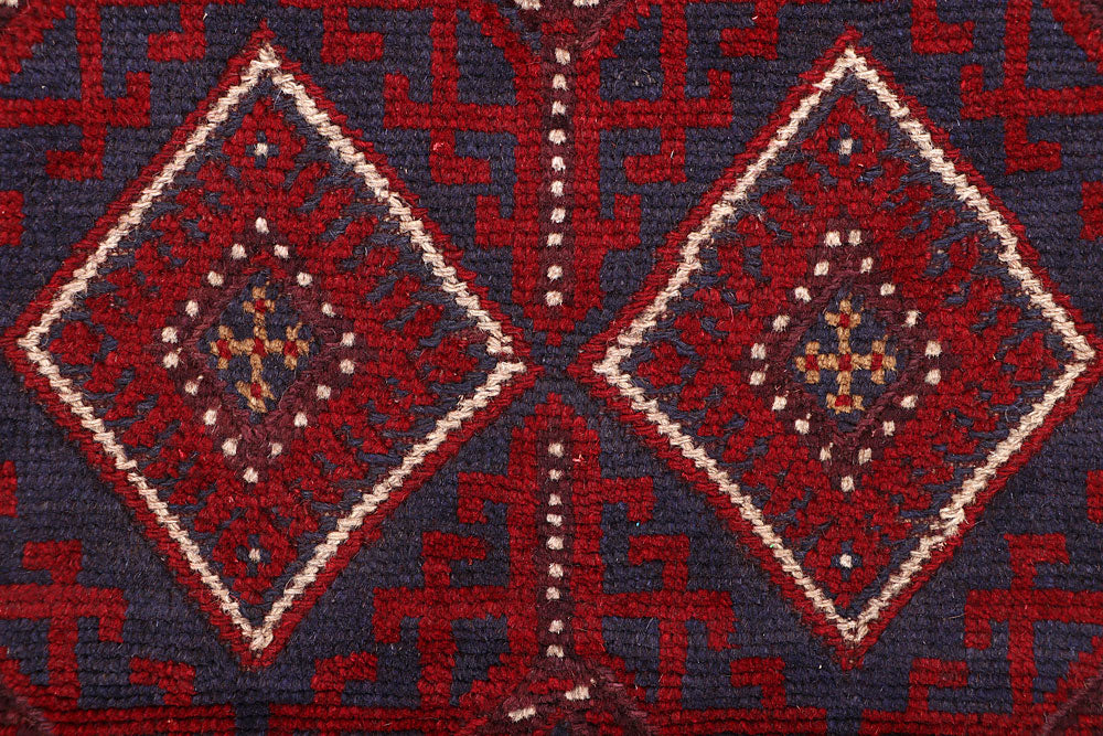 Dark Red Mashwani 2' 4 x 11' 11 - No. 63611 - ALRUG Rug Store