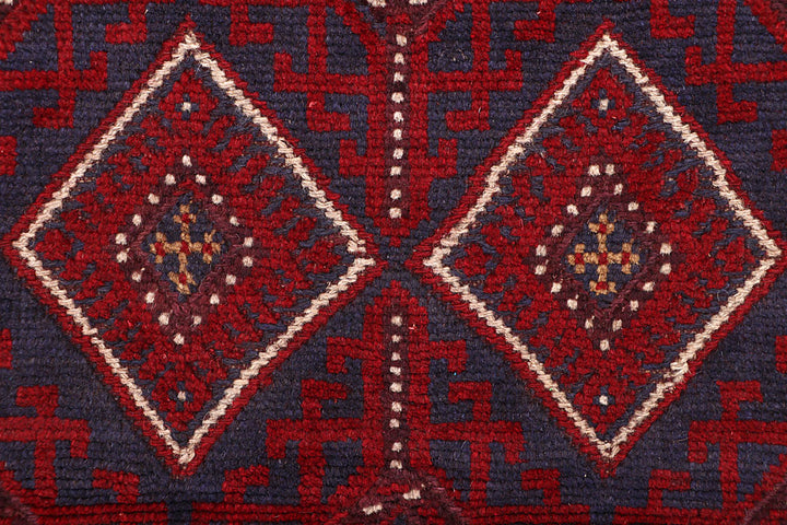 Dark Red Mashwani 2' 4 x 11' 11 - No. 63611 - ALRUG Rug Store