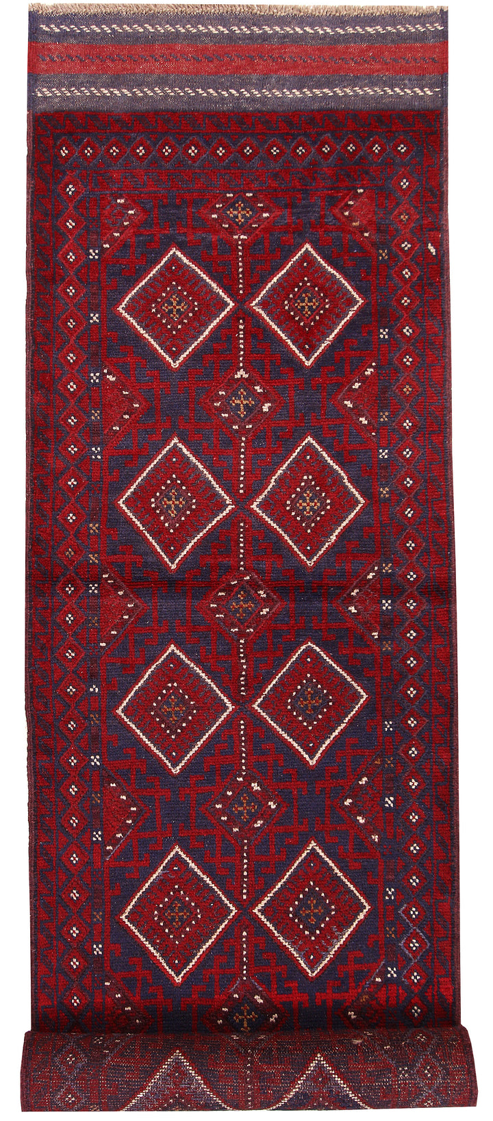 Dark Red Mashwani 2' 4 x 11' 11 - No. 63611 - ALRUG Rug Store