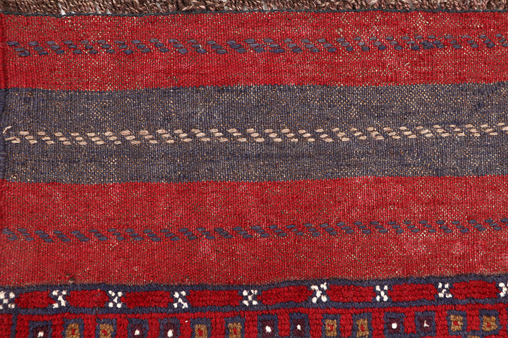 Dark Red Mashwani 2' 7 x 11' 2 - No. 63612 - ALRUG Rug Store