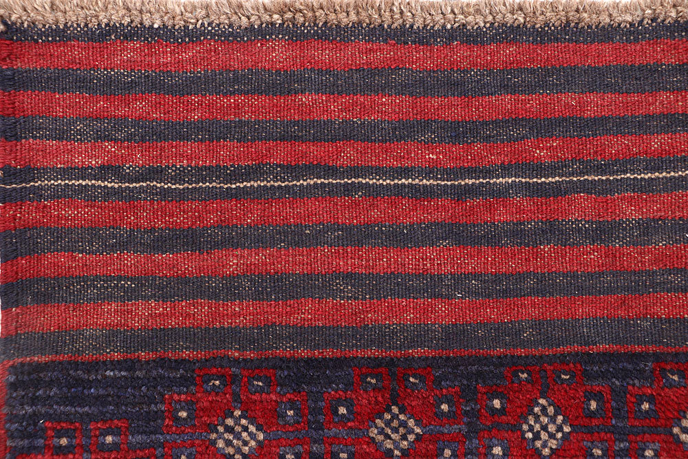 Dark Red Mashwani 2' 2 x 12' 5 - No. 63613 - ALRUG Rug Store