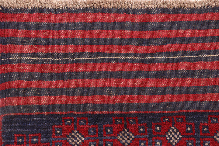 Dark Red Mashwani 2' 2 x 12' 5 - No. 63613 - ALRUG Rug Store
