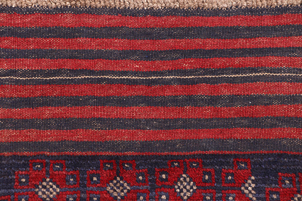 Dark Red Mashwani 2' 2 x 12' 5 - No. 63613 - ALRUG Rug Store