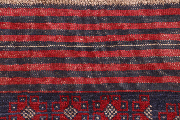 Dark Red Mashwani 2' 2 x 12' 5 - No. 63613 - ALRUG Rug Store