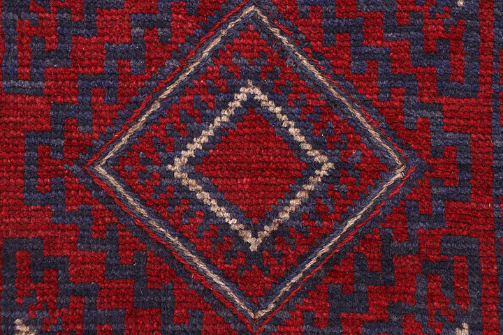 Dark Red Mashwani 2' 2 x 12' 5 - No. 63613 - ALRUG Rug Store