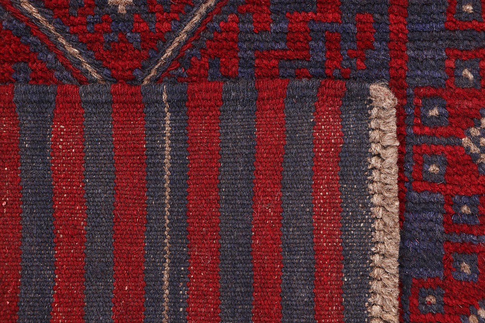 Dark Red Mashwani 2' 2 x 12' 5 - No. 63613 - ALRUG Rug Store