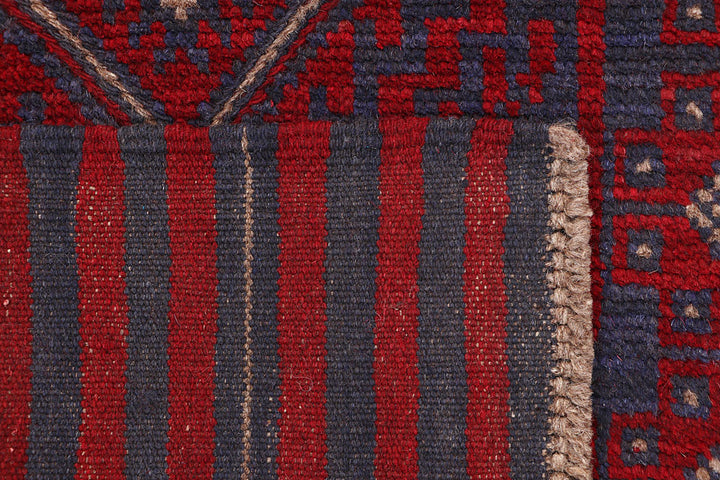 Dark Red Mashwani 2' 2 x 12' 5 - No. 63613 - ALRUG Rug Store