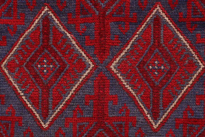 Dark Red Mashwani 2' 6 x 11' 10 - No. 63614 - ALRUG Rug Store