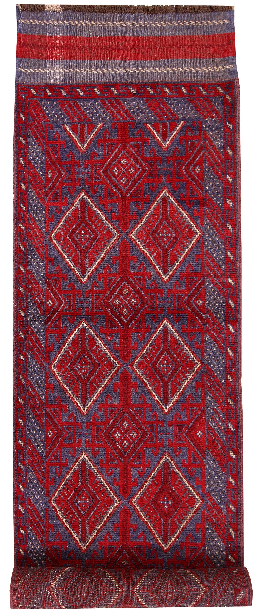 Dark Red Mashwani 2' 6 x 11' 10 - No. 63614 - ALRUG Rug Store