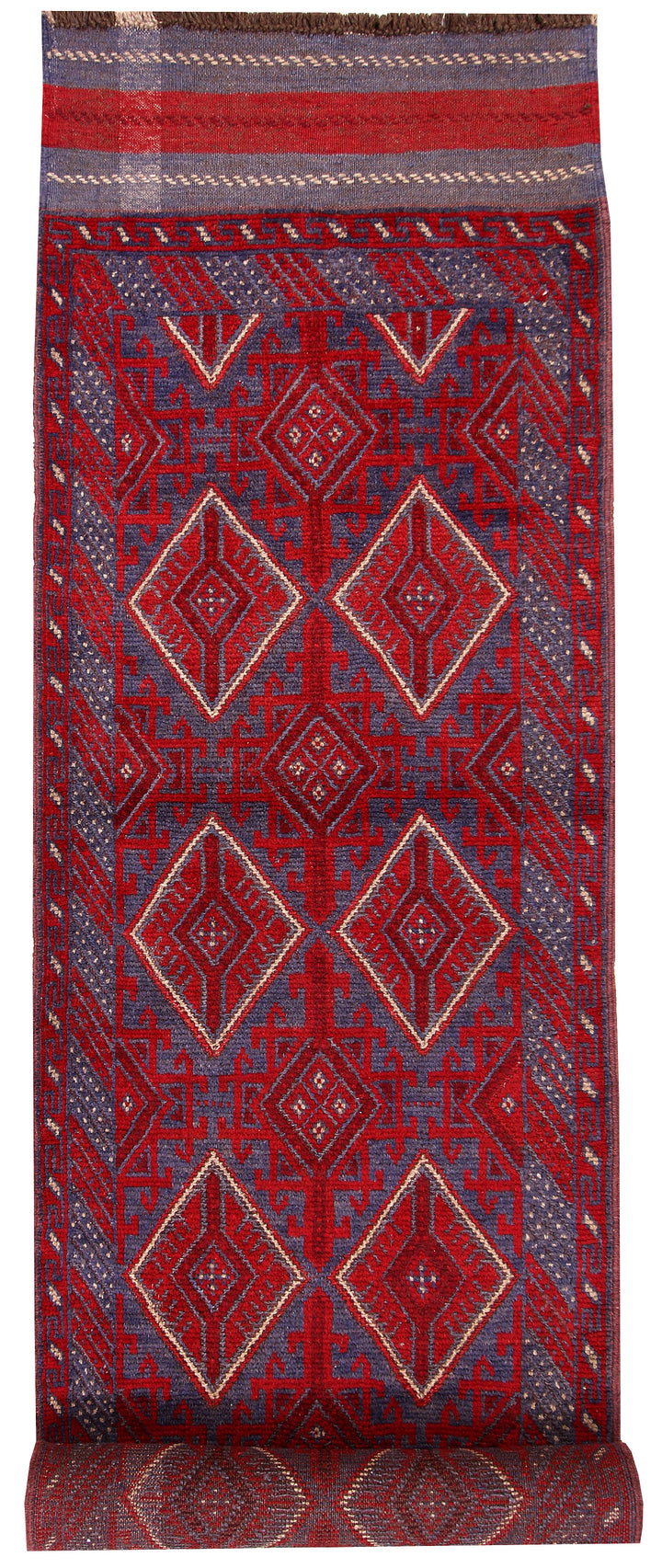Dark Red Mashwani 2' 6 x 11' 10 - No. 63614 - ALRUG Rug Store