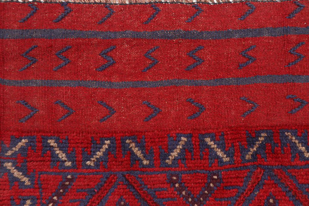 Dark Red Mashwani 2' 4 x 10' 8 - No. 63615 - ALRUG Rug Store