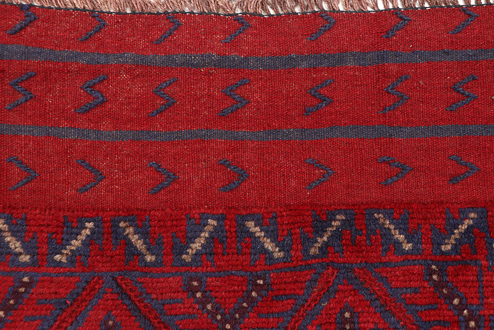 Dark Red Mashwani 2' 4 x 10' 8 - No. 63615 - ALRUG Rug Store