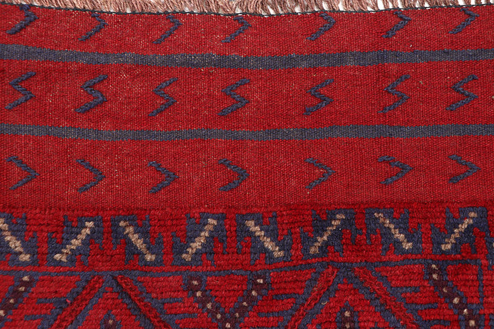 Dark Red Mashwani 2' 4 x 10' 8 - No. 63615 - ALRUG Rug Store