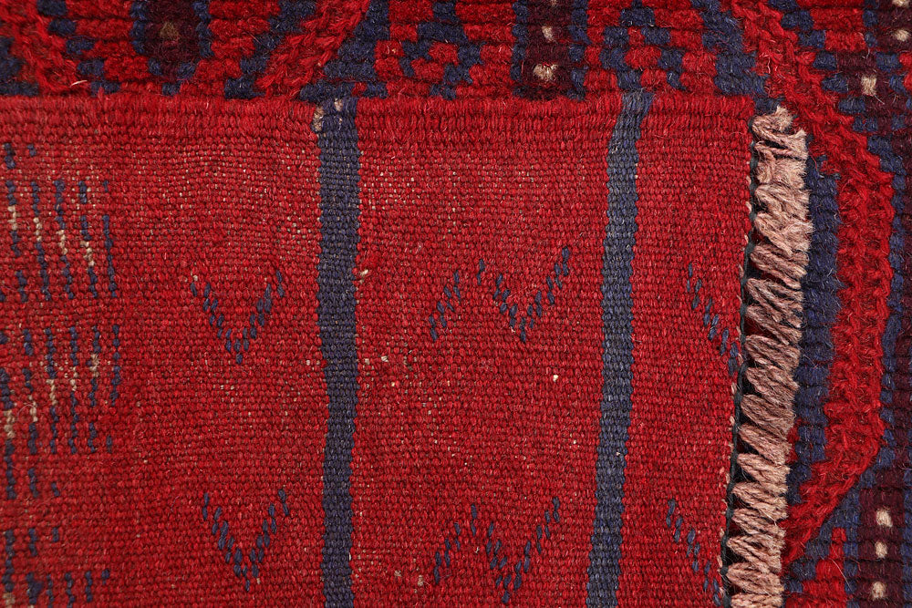 Dark Red Mashwani 2' 4 x 10' 8 - No. 63615 - ALRUG Rug Store
