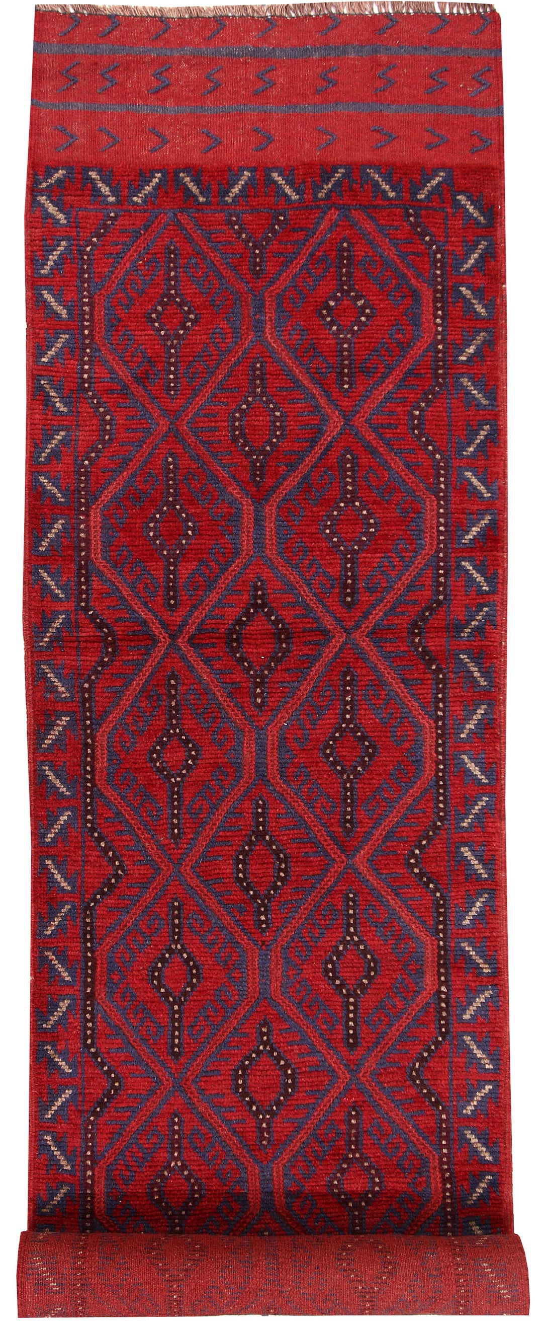 Dark Red Mashwani 2' 4 x 10' 8 - No. 63615 - ALRUG Rug Store
