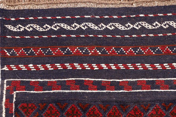 Dark Blue Mashwani 2' 2 x 13' 1 - No. 63616 - ALRUG Rug Store