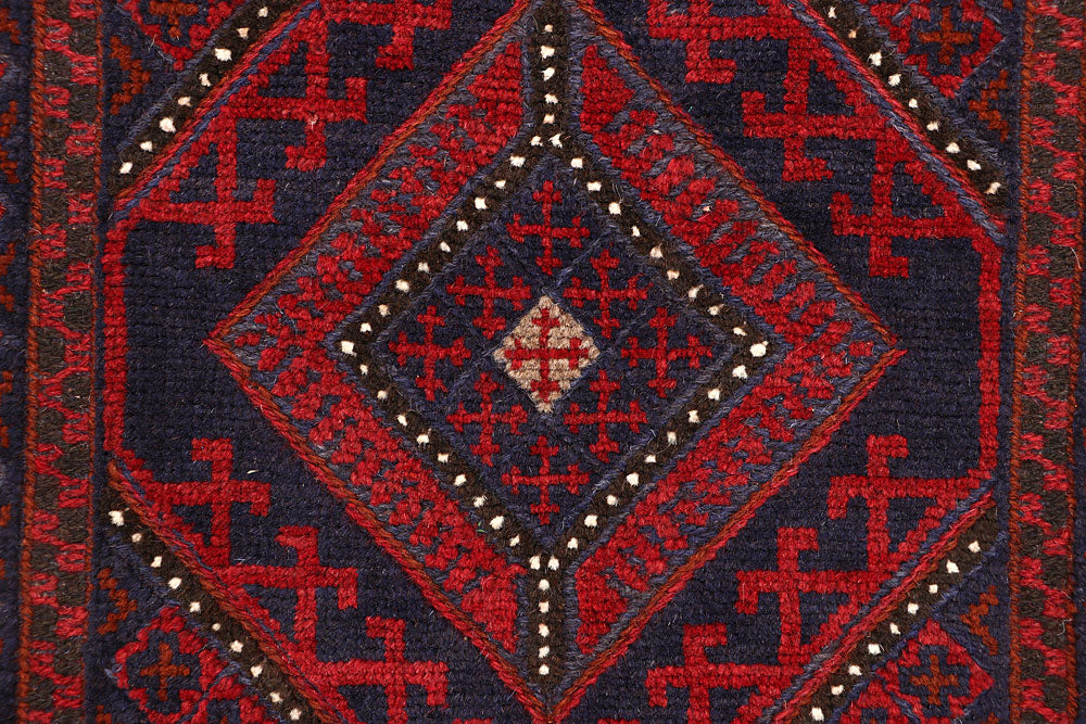 Dark Blue Mashwani 2' 2 x 13' 1 - No. 63616 - ALRUG Rug Store