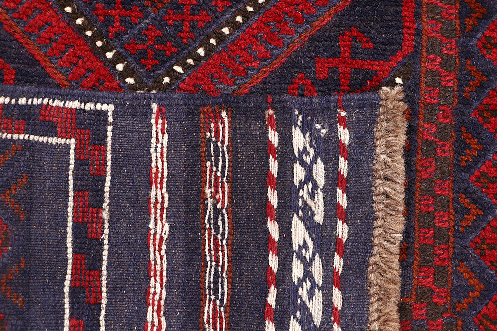 Dark Blue Mashwani 2' 2 x 13' 1 - No. 63616 - ALRUG Rug Store