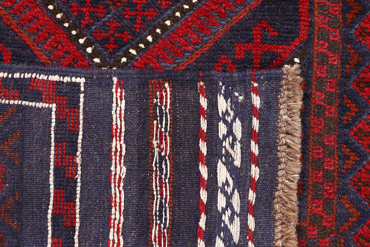 Dark Blue Mashwani 2' 2 x 13' 1 - No. 63616 - ALRUG Rug Store