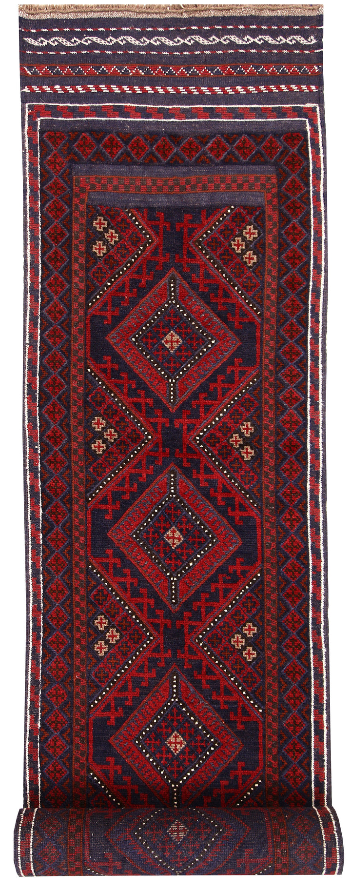 Dark Blue Mashwani 2' 2 x 13' 1 - No. 63616 - ALRUG Rug Store