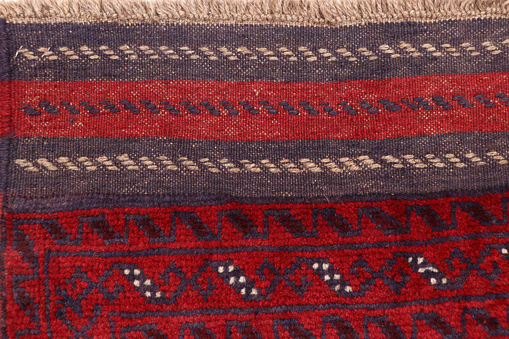 Dark Red Mashwani 2' 4 x 12' 1 - No. 63617 - ALRUG Rug Store