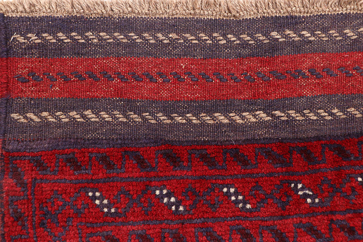 Dark Red Mashwani 2' 4 x 12' 1 - No. 63617 - ALRUG Rug Store