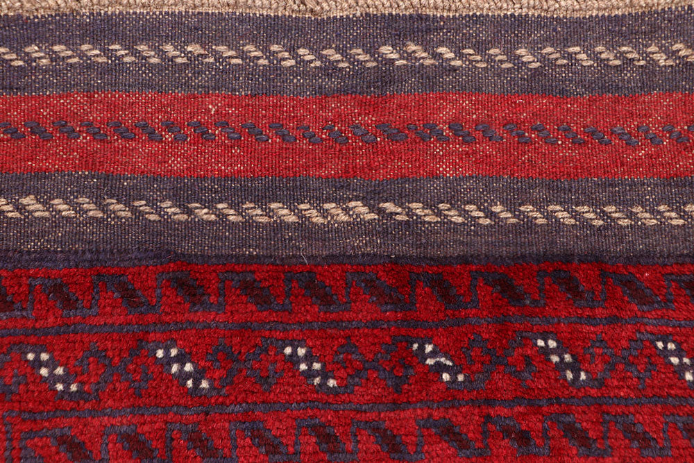 Dark Red Mashwani 2' 4 x 12' 1 - No. 63617 - ALRUG Rug Store