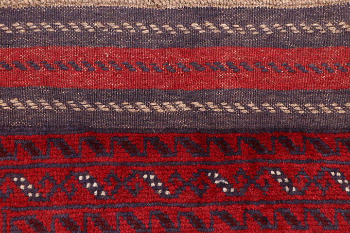 Dark Red Mashwani 2' 4 x 12' 1 - No. 63617 - ALRUG Rug Store