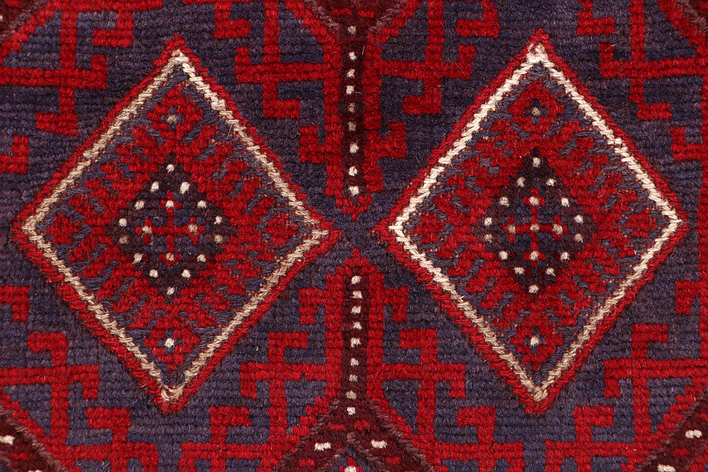Dark Red Mashwani 2' 4 x 12' 1 - No. 63617 - ALRUG Rug Store