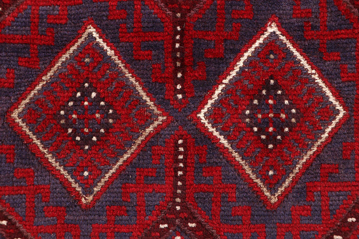 Dark Red Mashwani 2' 4 x 12' 1 - No. 63617 - ALRUG Rug Store