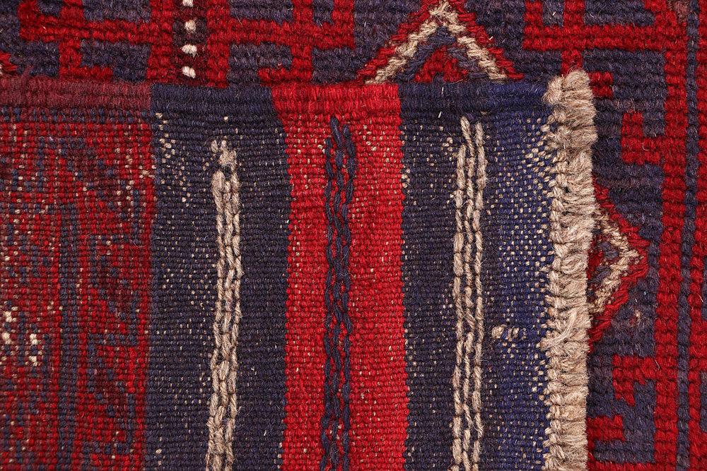 Dark Red Mashwani 2' 4 x 12' 1 - No. 63617 - ALRUG Rug Store