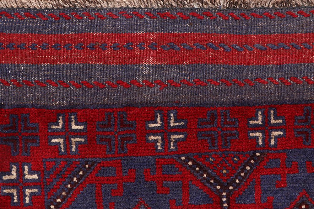 Dark Red Mashwani 2' 6 x 11' 7 - No. 63618 - ALRUG Rug Store