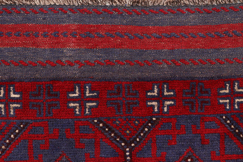 Dark Red Mashwani 2' 6 x 11' 7 - No. 63618 - ALRUG Rug Store