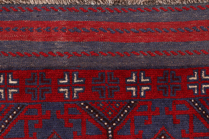 Dark Red Mashwani 2' 6 x 11' 7 - No. 63618 - ALRUG Rug Store