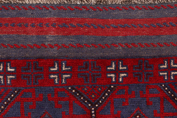Dark Red Mashwani 2' 6 x 11' 7 - No. 63618 - ALRUG Rug Store