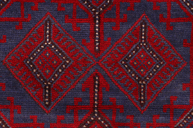 Dark Red Mashwani 2' 6 x 11' 7 - No. 63618 - ALRUG Rug Store