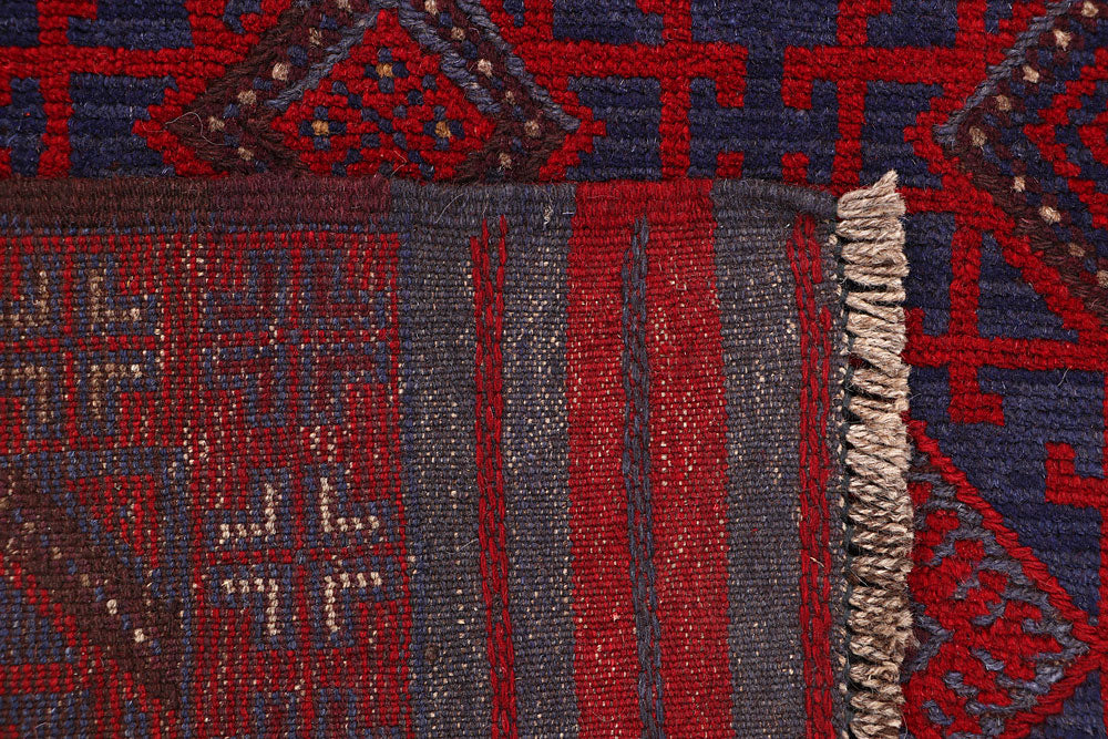 Dark Red Mashwani 2' 6 x 11' 7 - No. 63618 - ALRUG Rug Store