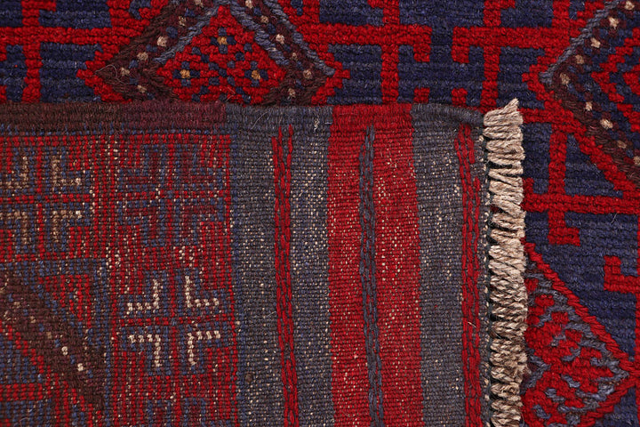 Dark Red Mashwani 2' 6 x 11' 7 - No. 63618 - ALRUG Rug Store