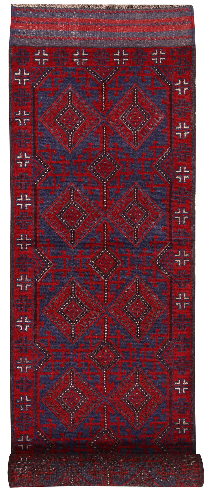 Dark Red Mashwani 2' 6 x 11' 7 - No. 63618 - ALRUG Rug Store