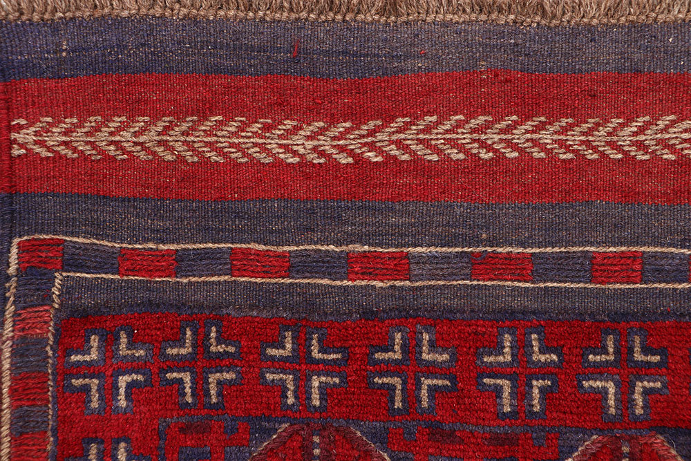 Dark Red Mashwani 2' 4 x 12' 2 - No. 63619 - ALRUG Rug Store