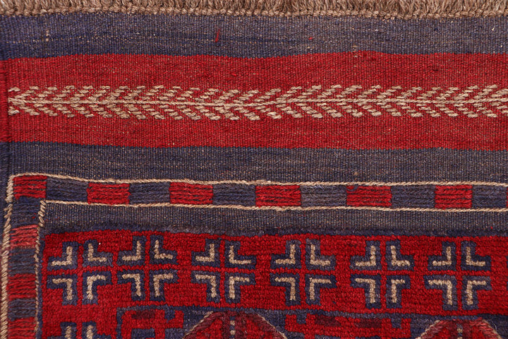 Dark Red Mashwani 2' 4 x 12' 2 - No. 63619 - ALRUG Rug Store