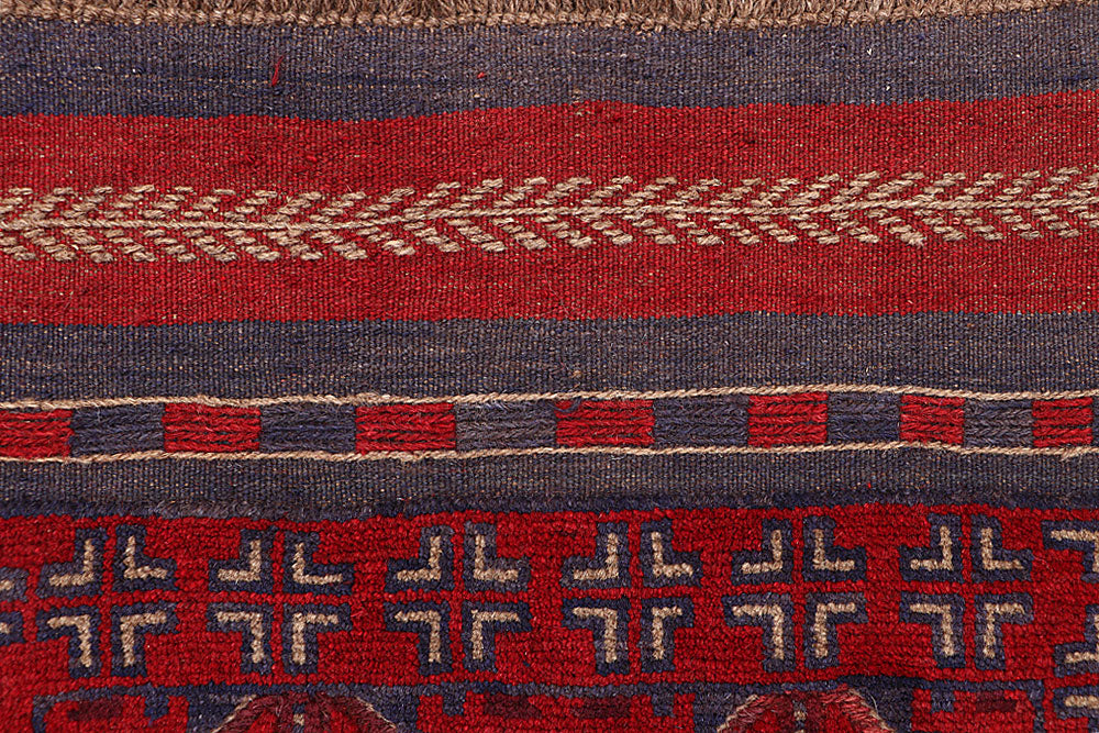 Dark Red Mashwani 2' 4 x 12' 2 - No. 63619 - ALRUG Rug Store