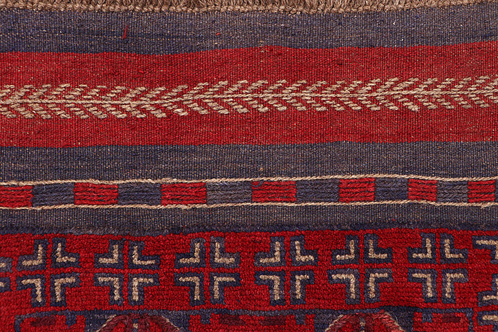 Dark Red Mashwani 2' 4 x 12' 2 - No. 63619 - ALRUG Rug Store