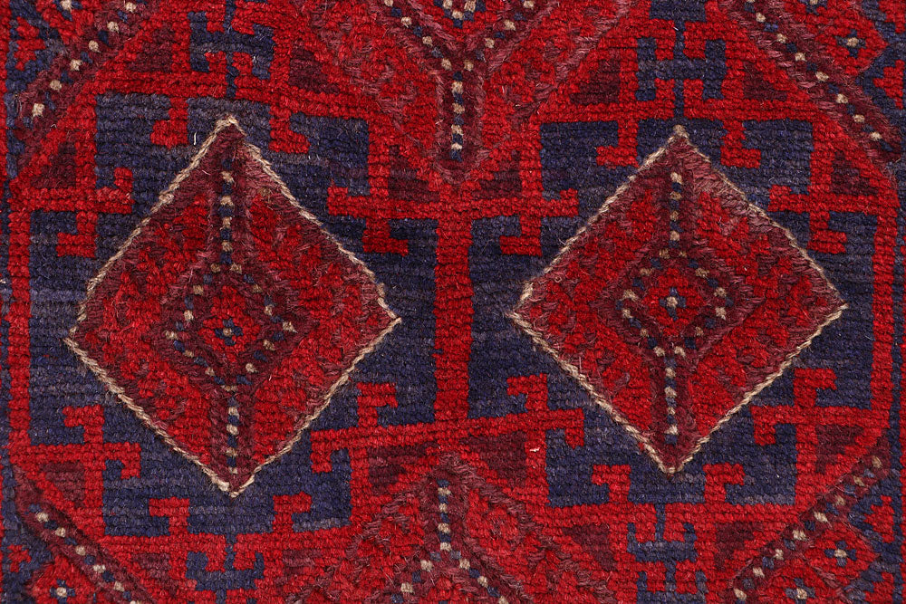 Dark Red Mashwani 2' 4 x 12' 2 - No. 63619 - ALRUG Rug Store