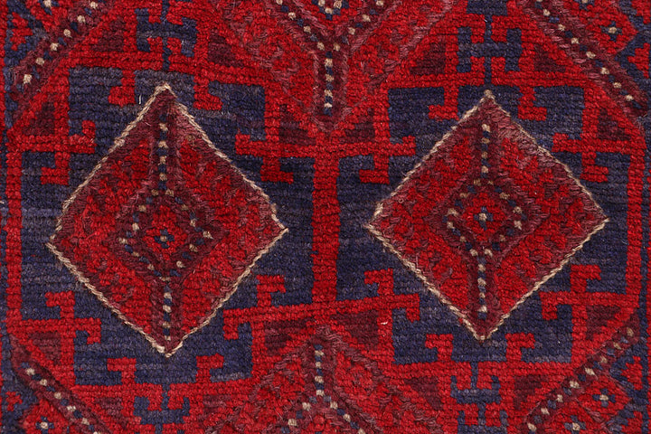 Dark Red Mashwani 2' 4 x 12' 2 - No. 63619 - ALRUG Rug Store