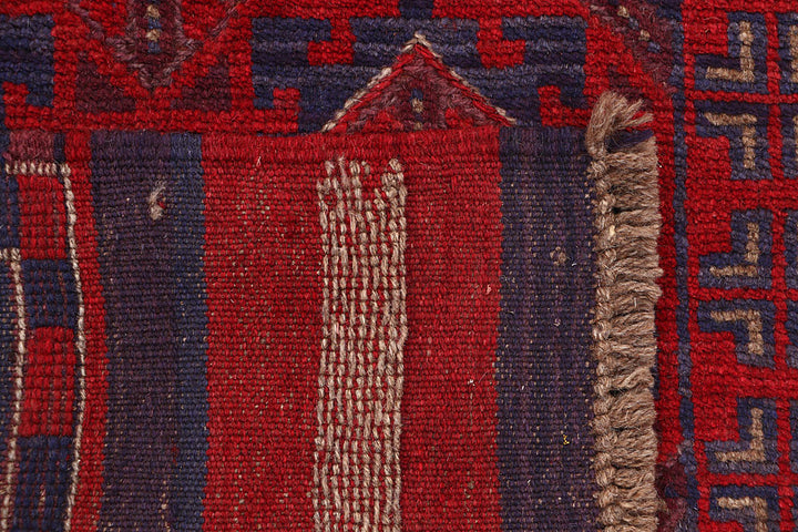 Dark Red Mashwani 2' 4 x 12' 2 - No. 63619 - ALRUG Rug Store