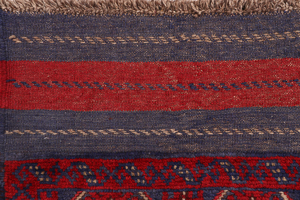 Dark Red Mashwani 2' 2 x 11' 8 - No. 63620 - ALRUG Rug Store