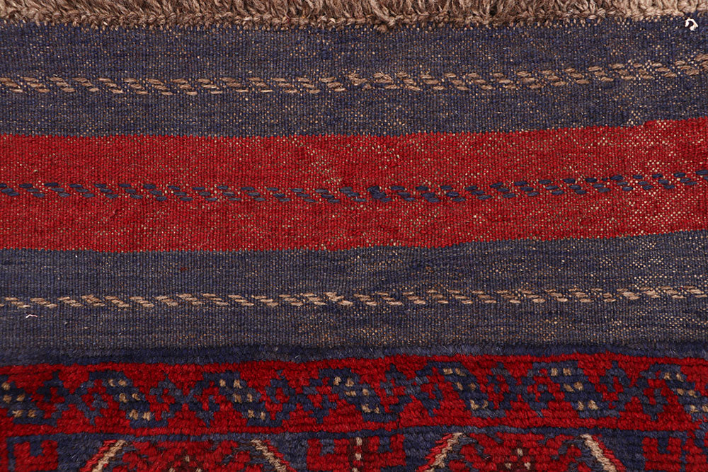 Dark Red Mashwani 2' 2 x 11' 8 - No. 63620 - ALRUG Rug Store