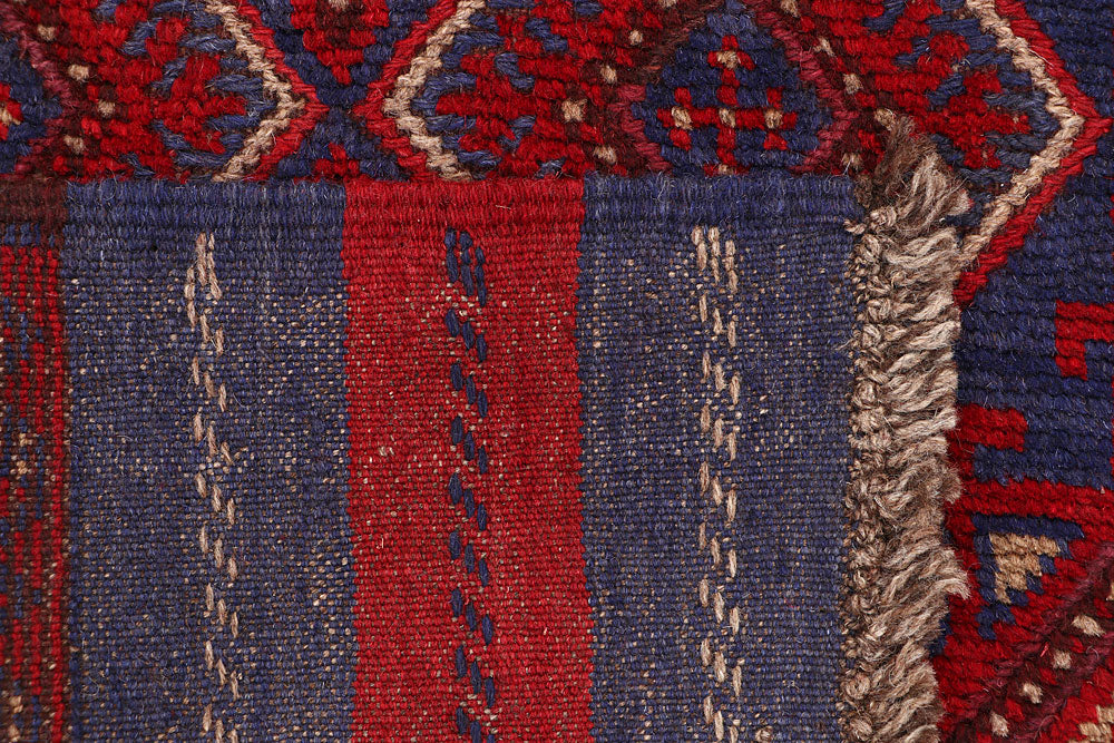 Dark Red Mashwani 2' 2 x 11' 8 - No. 63620 - ALRUG Rug Store