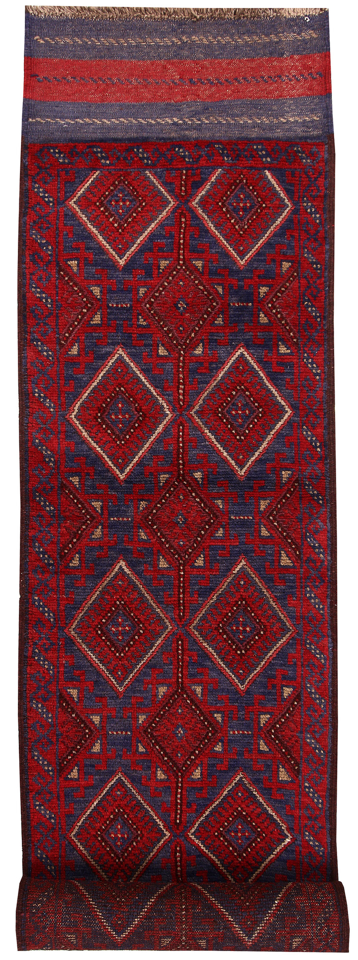 Dark Red Mashwani 2' 2 x 11' 8 - No. 63620 - ALRUG Rug Store